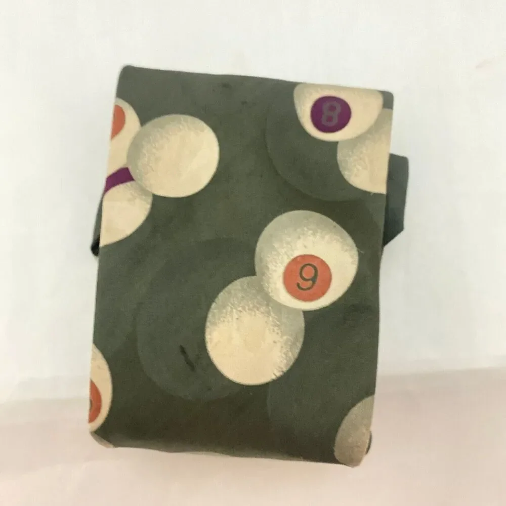 #5666 Secours Olive green Pool Billards Balls Novelty Necktie, Tie 57X3.5